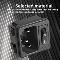 Prise électrique industrielle en nylon 15A/250V IEC C14 2-en-1 avec interrupteur