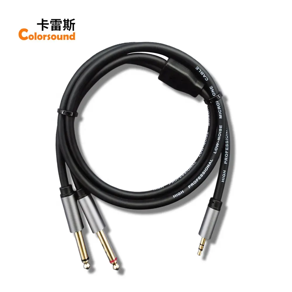 Cable divisor Mono TS de 1/8 "TRS a 2x6,35mm, 1/4", 3,5mm a doble conector Jack de 6,5mm