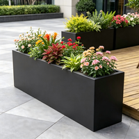 Jardinière rectangulaire en métal sur mesure pour extérieur, aménagement paysager commercial, grands pots de fleurs de jardin pour projets