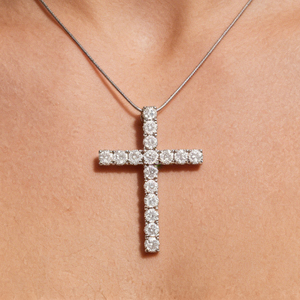 CUSTOM SILVER 10K/14K/18K GOLD PLATED LAB GROWN CVD DIAMOND CLASSIC ENGAGEMENT GIFT SWEATER <b>CHAIN</b> NECKLACE <b>CROSS</b> PENDANT - Product Image 4