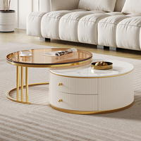 Meuble TV moderne de luxe 2026 en bois et marbre avec tiroirs extensibles, design flottant blanc pour salon, chambre, appartement, entrée
