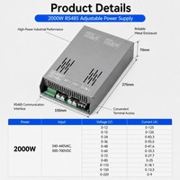 Alimentation électrique commutable réglable 2000W RS485, partage de courant parallèle PLC, protocole de communication Modbus, alimentation 2000W