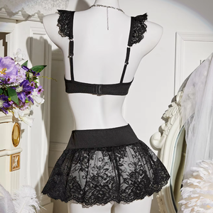 Conjunto de Lencería Sexy con Encaje, Tirantes y Volantes, Estilo Romántico para Mujer, Nuevo - Product Image 3
