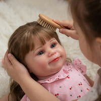 Poupée Reborn Fille de 18 pouces en Silicone Platine, Faite à la Main, Peau Peinte à l'Huile par un Artiste, Douce au Toucher, Peut Faire le Bain, Cadeau de Noël
