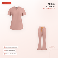 Ensemble de blouses médicales pour femmes Niaahinn 2026 à col en V, respirant, anti-plis, en tissu peigné polyester/rayonne/spandex, pour usage hospitalier