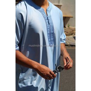 Vente en gros de robes islamiques marocaines pour hommes, livraison rapide, Dubai Thawb, robes musulmanes pour hommes - Product Image 5