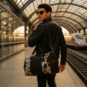 Sac de voyage en cuir de vachette artisanal, décontracté, pour le week-end, pliable, avec doublure en cuir, pour une utilisation en extérieur - Product Image 3