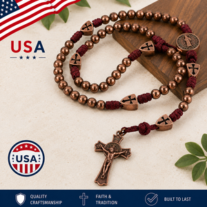 Collar Religioso de Perlas de Rosario de Paracord Resistente con Colgante de Cruz de San Benito para Hombres Católicos, Regalos para la Iglesia - Product Image 5