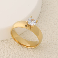 Ensemble de bagues de couple en or de 6mm de haute qualité en acier inoxydable plaqué or 18 carats bijoux de doigt bague de mariage en zircon brillant pour hommes et femmes