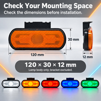 Feu latéral LED 4,7 pouces clignotant, feu de gabarit vert bleu pour camion, camping-car, remorque