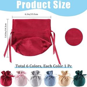 Sac en velours recyclable imprimé sérigraphié avec logo personnalisé H&G, multicolore, avec cordon de serrage, organiseur de rangement pour écouteurs, fond en flanelle - Product Image 2