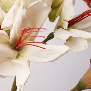 Amaryllis artificiel en soie <span class=keywords><strong>de</strong></span> haute qualité fait main, plante décorative pour Noël, le Nouvel An chinois et les remises <span class=keywords><strong>de</strong></span> diplômes - Product Image 2