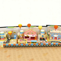 Aire de jeux intérieure pour enfants sur le thème de la circulation/avion/hôpital en mousse Dream Town avec restaurant familial/zone commerciale
