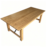 Table de salle à manger pliable en bois de pin pour l'intérieur et l'extérieur, idéale pour les mariages, les hôtels et les événements