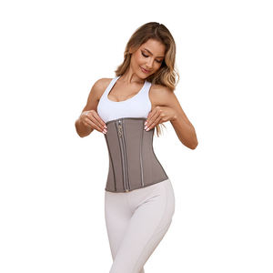 LANGQIN Gaine amincissante en latex gris avec armatures en acier, fermeture éclair, compression moyenne, respirante, antibactérienne, pour le contrôle du ventre - Product Image 5