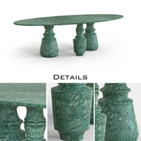 Table à manger ovale en marbre naturel de luxe avec piédestal en marbre, design moderne pour l'ameublement de la maison