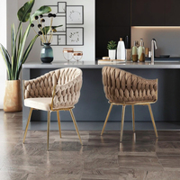 Chaises de salle à manger en tissu et métal minimalistes de luxe, dossier rembourré, sièges élégants pour hôtel, loisirs, réception