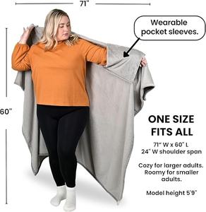 Haute qualité Sherpa <span class=keywords><strong>polaire</strong></span> <span class=keywords><strong>couverture</strong></span> adultes lumière <span class=keywords><strong>Plaid</strong></span> Style poche <span class=keywords><strong>manches</strong></span> hiver canapé regarder la télévision joyeux noël taille jette - Product Image 6