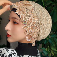 Ensemble Foulard et Turban Perlé Fait Main de Style Malaisien Traditionnel en Gros