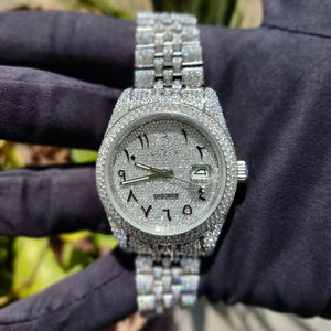 Reloj de moissanita de Hip Hop de 41 MM de lujo de alta calidad, probador de diamante helado personalizado, movimiento de cuarzo, esfera de cristal VVS, ventana de negocios - Product Image 2