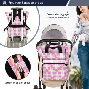 Multi-Function Baby Diaper Bag Hawaii Pikake Flower Plumeria Travel <b>Waterproof</b> <b>Back</b> <b>Pack</b> Mom Mummy Maternity Diaper Backpack - Product Image 4