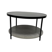Nouvelle table centrale minimaliste ronde nordique Table basse en verre de salon Table d'appoint de stockage à Double couche