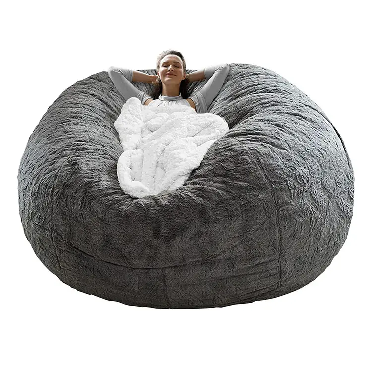 Big Bed Lazy Relax Sofás grandes Bean Bag Sofá grande con cubierta de fibra suave