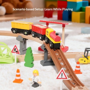 Juego de <span class=keywords><strong>Tren</strong></span> de Madera de 91 Piezas, Escala 1:5, Construcción de Lujo, Rompecabezas de Ensamblaje para Bebés y Niños Pequeños - Product Image 4