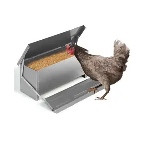 Mangiatoia automatica per pollame con apertura automatica a pedale con capacità di 10Kg in metallo zincato