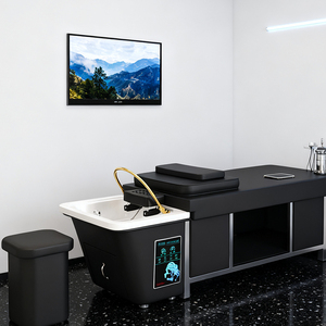 Silla de champú multifuncional con logotipo de Color personalizable, diseño moderno, salón de belleza de acero inoxidable, lavabo de cerámica de alta densidad - Product Image 1