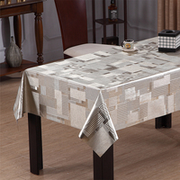 Nappe rectangulaire décorative en PVC vinyle brossé argenté, motif géométrique mini, pour restaurants et tables de banquet