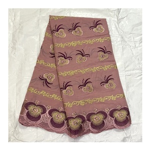 Nuovo Design Pizzo Voile Svizzero Lafaya in Cotone per Nigeria, Pizzi Colorati in Cotone con Motivo Floreale Decorato con Pietre - Product Image 1