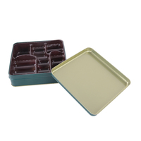 Conteneur de rangement carré en fer blanc durable en gros, avec couvercle recyclable et écologique, pour biscuits, bonbons, collations, maison, bureau, école