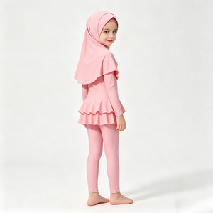 Kids Muslim Burkini Swimsuit 3PCS Full Coverage <b>Modest</b> Swimwear <b>Set</b> With Hijab Quick Dry Girls Beachwear - Product Image 3