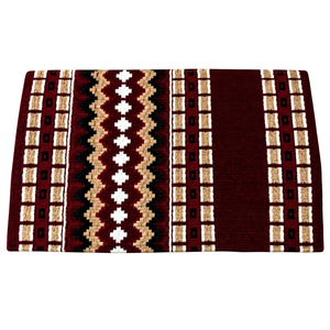 Sous-selle classique en laine marron tissé à la main Equipro Western avec motif diamant et bordure en cuir - Product Image 1