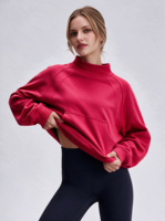 Sweat-shirt personnalisé pour femme à col montant, en molleton de coton épais, coupe oversize, pour l'automne