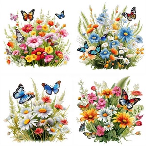 Nuovo Adesivo Murale Autoadesivo con Motivo a Farfalle, Fiori e Piccoli Grappoli d'Erba per Bagno, Frigorifero, Soggiorno e <span class=keywords><strong>Camera</strong></span> <span class=keywords><strong>da</strong></span> <span class=keywords><strong>Letto</strong></span> - Product Image 3