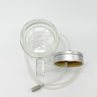 Bouteille d'ozone en verre à double paroi de haute qualité avec bulleur en acier inoxydable pour eau/huile, capacité 520 ml, garantie 1 an