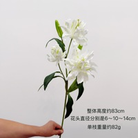3-köpfige Doppelblüten-Lilie, Künstliche Blumen für Zuhause, Büro, Gästehaus, Blumenarrangements, Inneneinrichtung