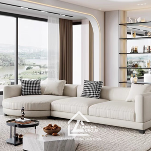 Muebles de Sala de Estar Modulares de Lujo Modernos de Alta Gama con Chaise Longue Curva, Tapizados en Tela Premium - Product Image 4