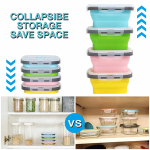 Rectangle 4 ensembles de boîtes à <span class=keywords><strong>lunch</strong></span> en silicone durables pour enfants boîte à <span class=keywords><strong>lunch</strong></span> étanche conteneur alimentaire pliable <span class=keywords><strong>grande</strong></span> boîte à <span class=keywords><strong>lunch</strong></span> pour les enfants - Product Image 2