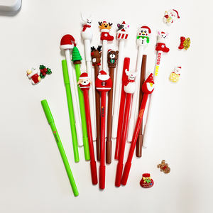 Kreativer Cartoon Schwarzer Stift Weihnachts-Gelstift Schreibwaren-Set 0,5mm Strichbreite Löschbarer Flüssig-Tintenstift aus Kunststoff für Schüler und Büro - Product Image 2