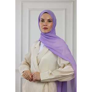 Chal de Gasa Lila para Mujer, 100% Poliéster, Teñido Liso, Estilo Largo, Pañuelo Ligero, Accesorio de Moda - Product Image 2