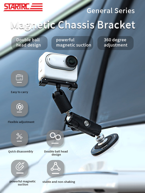 Magnetic Metal Mount for Sports Cameras Aluminium Magnetic Base Stand Quick Release Action Camera Mount for Osmo Insta360 GoPro