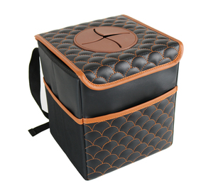 PU Waterproof Leakproof Hanging Car Trash Bag Auto Garbage Bin Storage Organizer With Lid