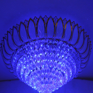 Lustre <span class=keywords><strong>de</strong></span> plafond avec perles <span class=keywords><strong>de</strong></span> cristal et pompons, décoration pour restaurant, salon, motif lotus bleu, style bol <span class=keywords><strong>de</strong></span> trésor - Product Image 2