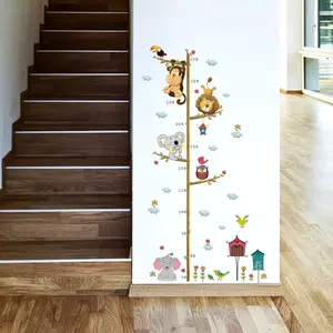 Autocollants de hauteur chambre d'enfants Pvc Animal enfants hauteur règle tableau de croissance Stickers muraux pour la décoration de la maison