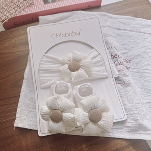Ensemble de chaussettes et bandeaux pour nouveau-nés en coton, chaussettes pour bébés filles, couleur unie, chaussettes à fleurs pour bébés - Product Image 4