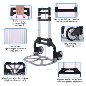 Carretilla de Mano Unisex Personalizable de Acero Inoxidable y Aluminio, Plegable, Negra, Plataforma OEM con Certificación GS - Product Image 3