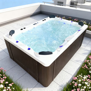 Jacuzzi de Lujo para 9-10 Personas, Spa con Panel de <span class=keywords><strong>Madera</strong></span>, Exterior de Acrílico Blanco, Piscina de Hidromasaje al Aire Libre - Product Image 1
